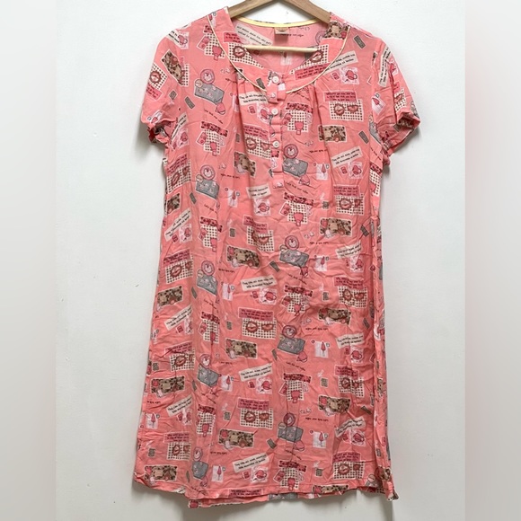 Petti Pranc Morning Star Women's Pink Nightgown Short Sleeves Size S - Picture 1 of 8